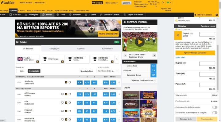 Como fazer uma aposta múltipla na Betfair Esportes